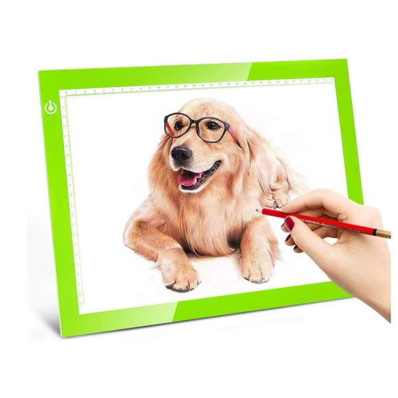 Portable A4 LED Light Tracing Box, Green Adjustable USB 14.2"L x 0.2"W x 10.6"H - Picture 1 of 7